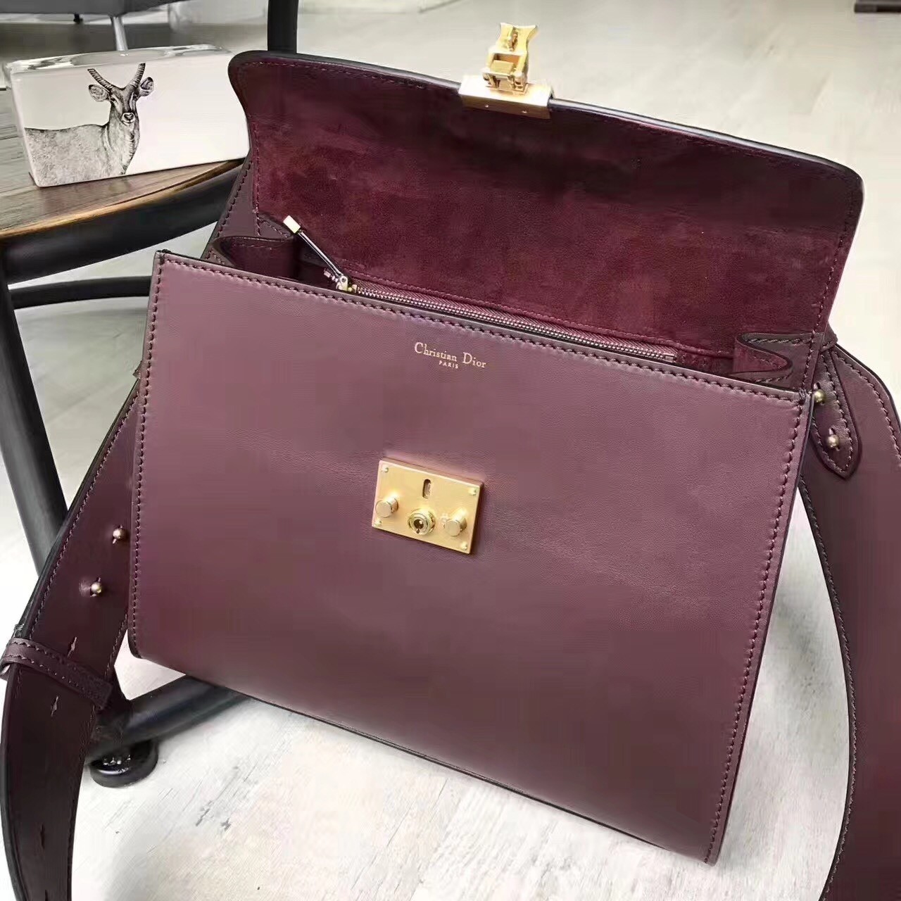 Dior DiorAddict Tote Bag In Bordeaux Calfskin 380