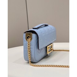 Fendi Baguette Chain Midi Bag In Blue Nappa Leather 790