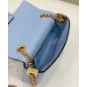 Fendi Baguette Chain Midi Bag In Blue Nappa Leather 790