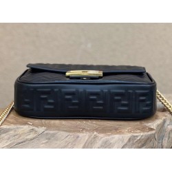 Fendi Baguette Chain Midi Bag In Black Nappa Leather 819