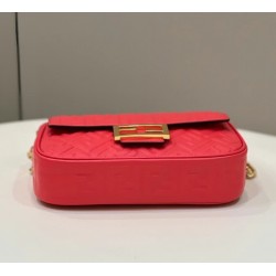 Fendi Baguette Chain Midi Bag In Red Nappa Leather 901