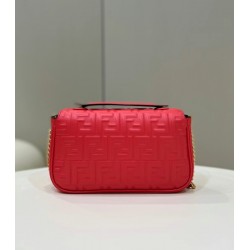 Fendi Baguette Chain Midi Bag In Red Nappa Leather 901