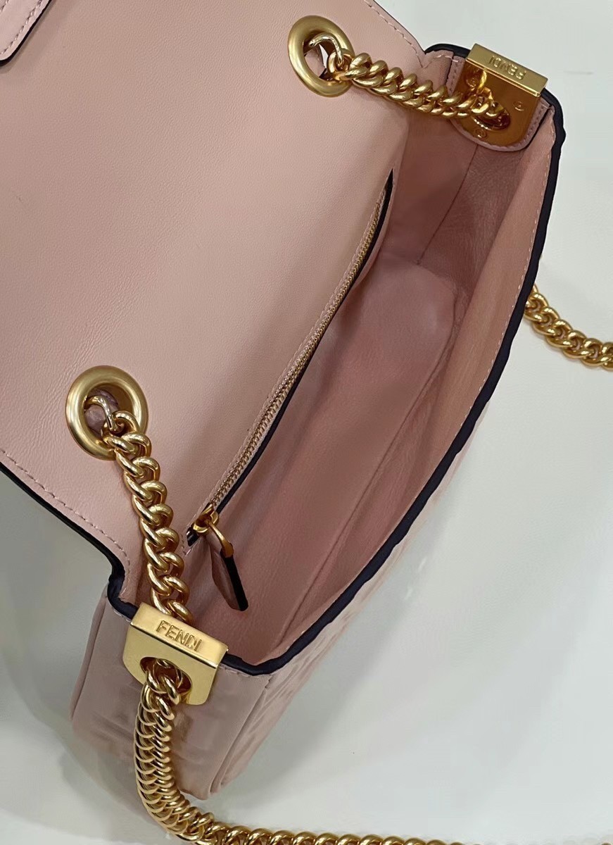 Fendi Baguette Chain Midi Bag In Powder Nappa Leather 865