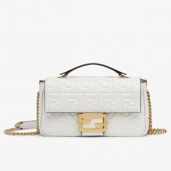 Fendi Baguette Chain Midi Bag In White Nappa Leather 922