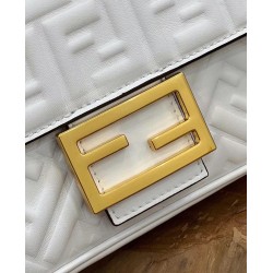 Fendi Baguette Chain Midi Bag In White Nappa Leather 922