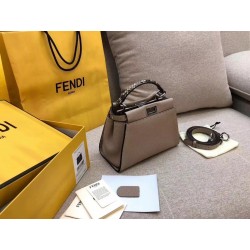 Fendi Peekaboo Mini Selleria Grey Bag with Python Leather Handle 017