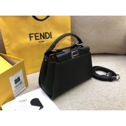 Fendi Peekaboo Mini Selleria Bag In Black Cuoio Romano Leather 048