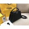 Fendi Peekaboo Mini Selleria Bag In Black Cuoio Romano Leather 048