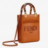 Fendi Mini Sunshine Shopper Bag In Brown Leather 102