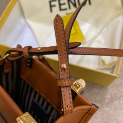 Fendi Mini Sunshine Shopper Bag In Brown Leather 102