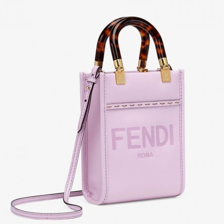 Fendi Mini Sunshine Shopper Bag In Lilas Leather 133