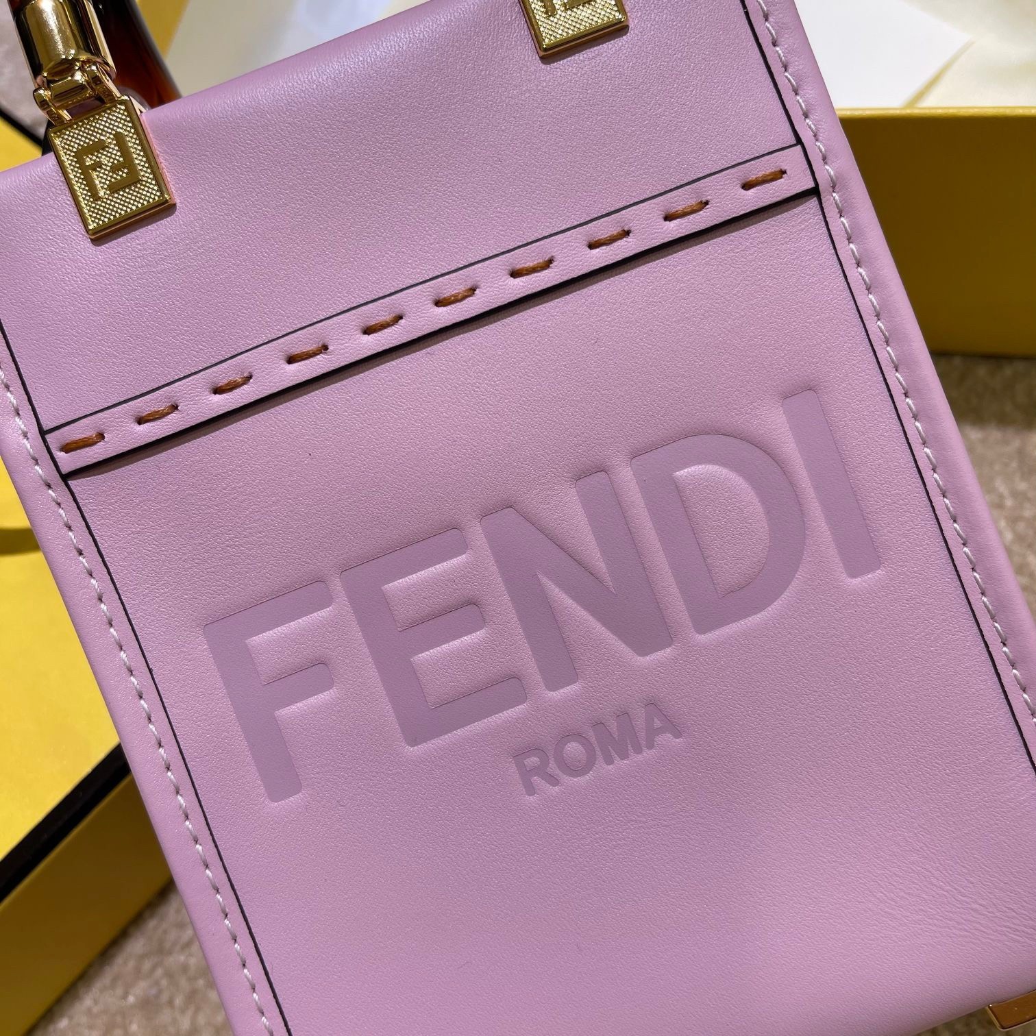 Fendi Mini Sunshine Shopper Bag In Lilas Leather 133