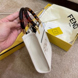 Fendi Mini Sunshine Shopper Bag In White Leather 173