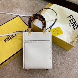 Fendi Mini Sunshine Shopper Bag In White Leather 173