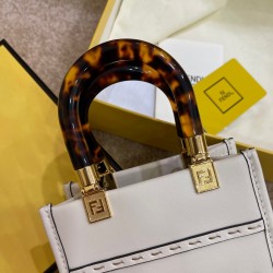 Fendi Mini Sunshine Shopper Bag In White Leather 173