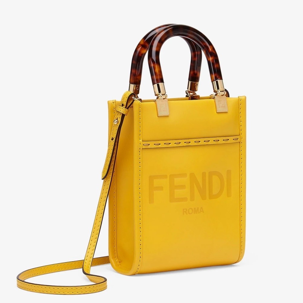 Fendi Mini Sunshine Shopper Bag In Yellow Leather 199