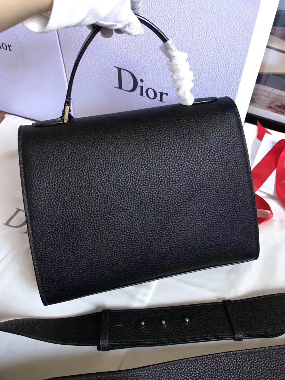 Dior DiorAddict Tote Bag In Black Grained Leather 374