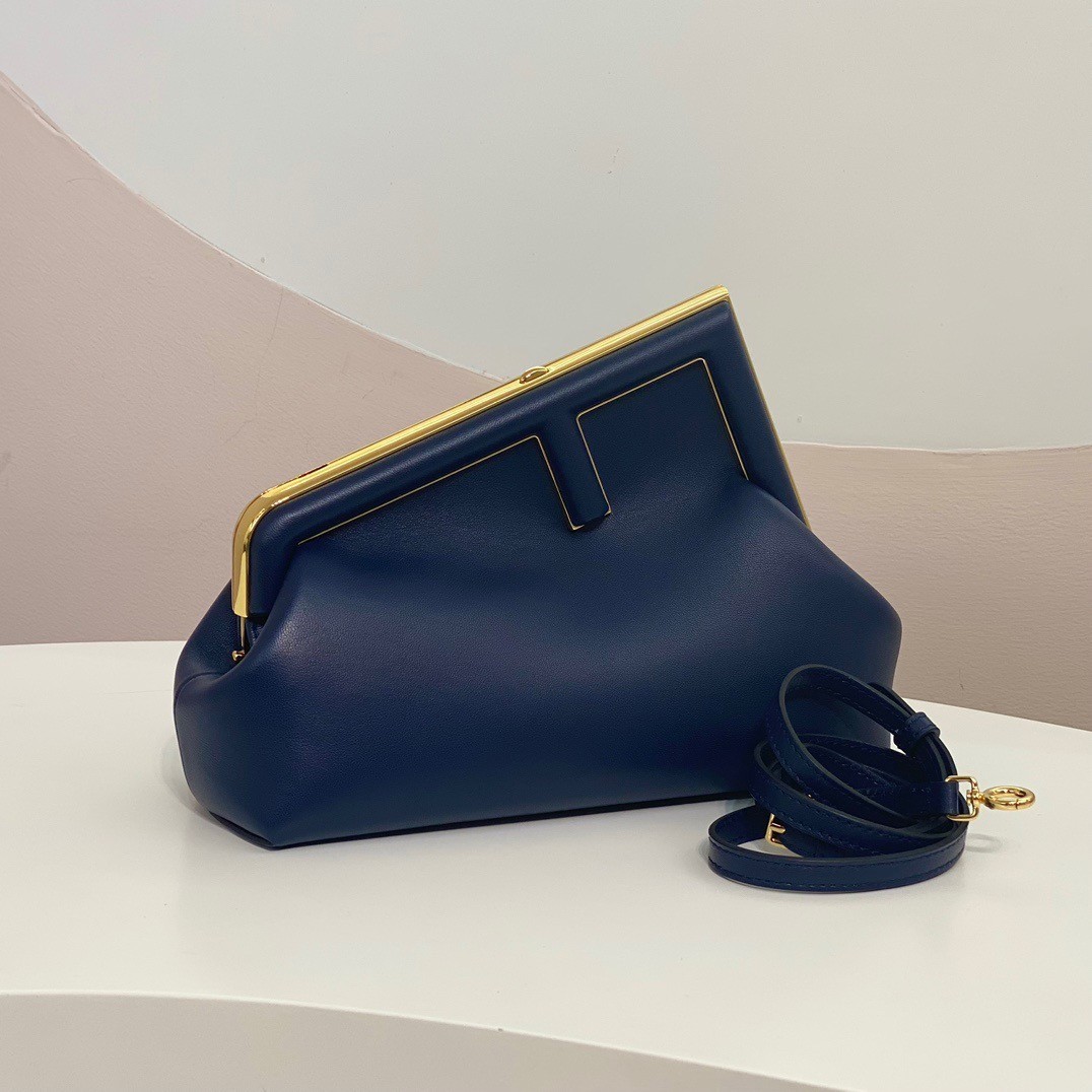 Fendi First Small Bag In Dark Blue Nappa Leather 432