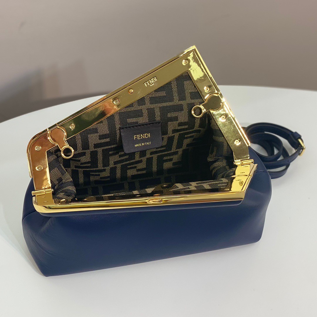 Fendi First Small Bag In Dark Blue Nappa Leather 432