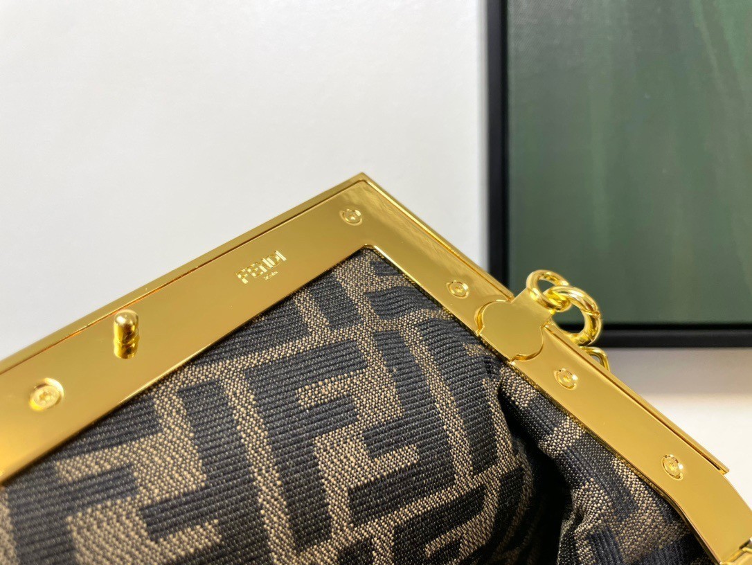 Fendi First Small Bag In Black Nappa Leather with Python F 711