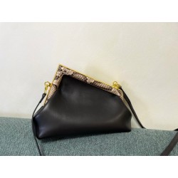 Fendi First Small Bag In Black Nappa Leather with Python F 711