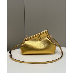 Fendi First Small Bag In Gold Laminated Leather 752