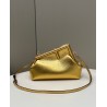 Fendi First Small Bag In Gold Laminated Leather 752