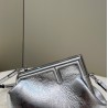 Fendi First Small Bag In Silver Laminated Leather 776