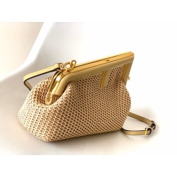 Fendi First Small Bag In Beige Raffia Macrame 813