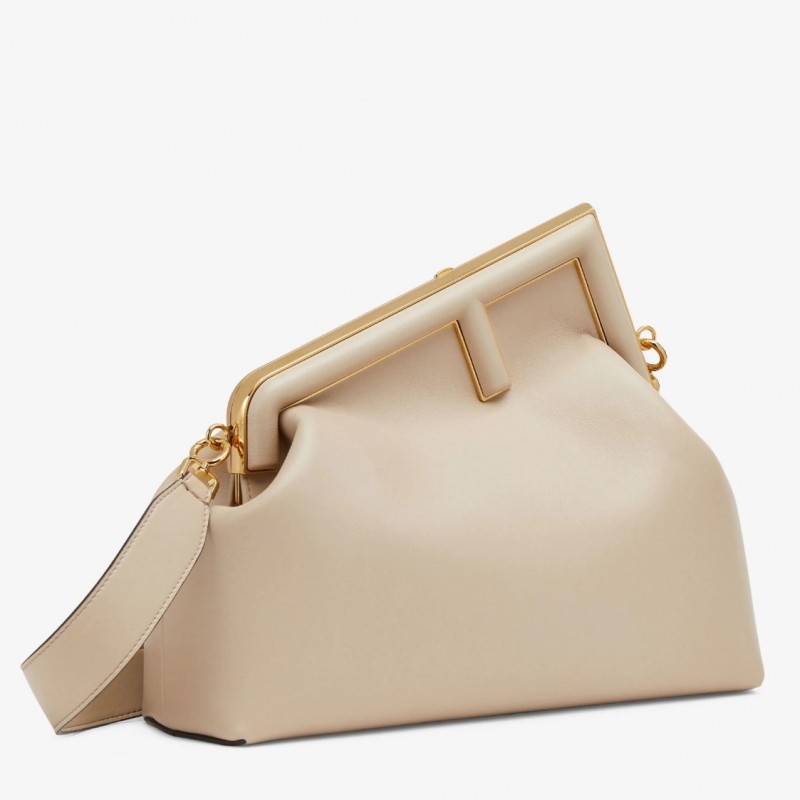 Fendi First Medium Bag In Beige Nappa Leather 835