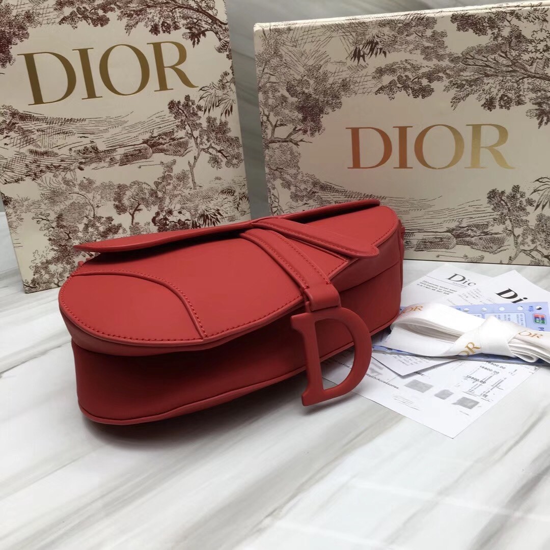 Dior Saddle Bag In Cherry Red Matte Calfskin 415