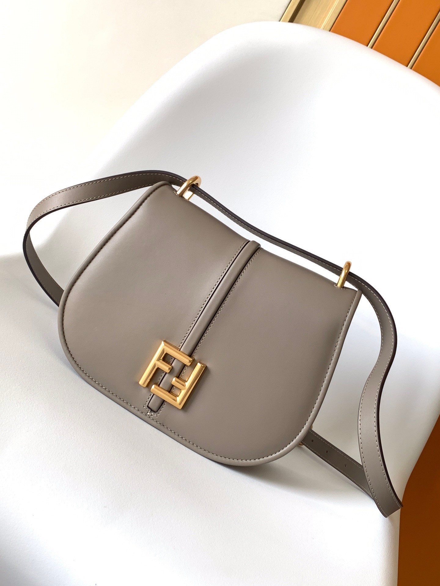 Fendi C’mon Medium Bag in Grey Calfskin 461