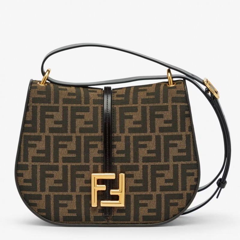 Fendi C’mon Medium Bag in FF Jacquard Fabric and Leather 541