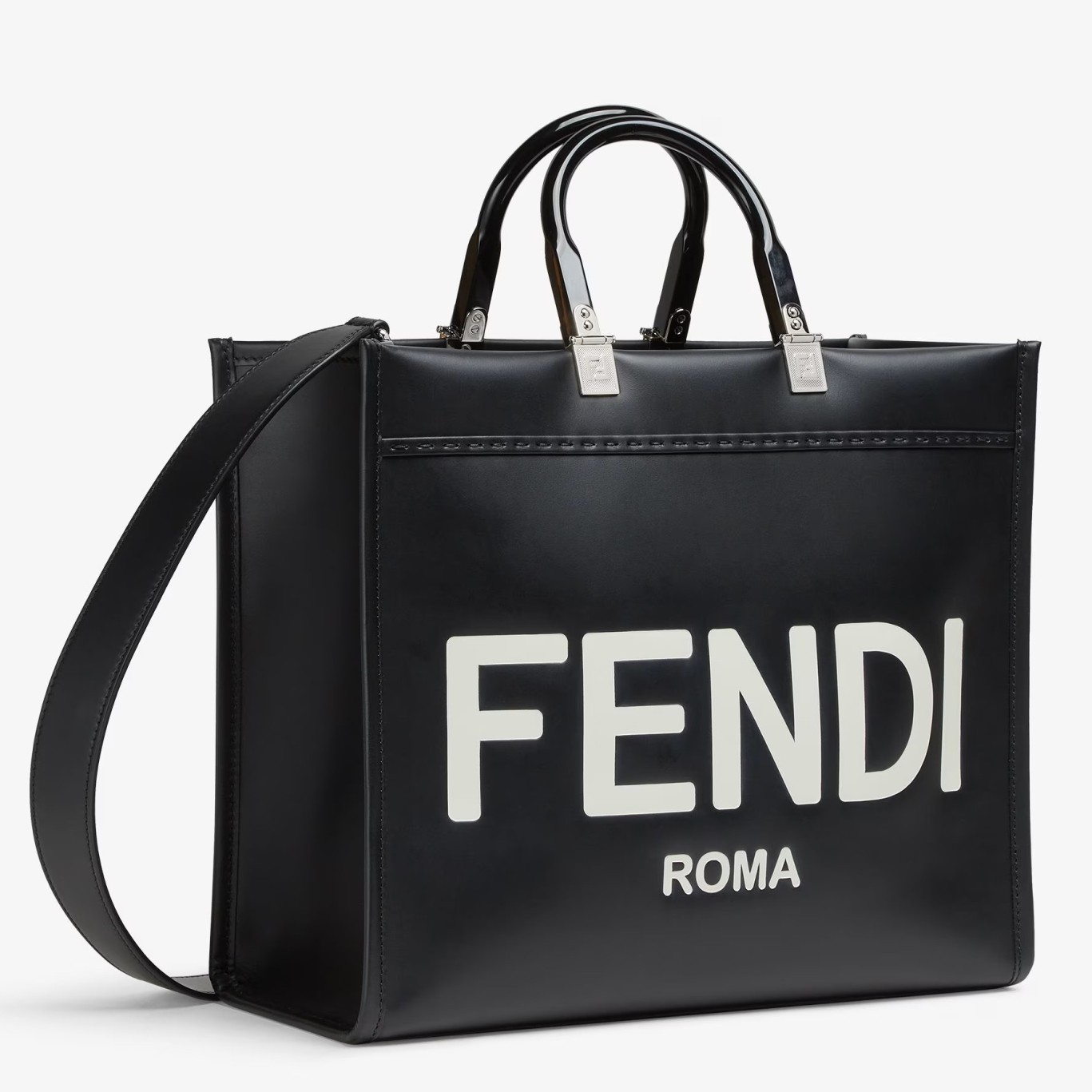 Fendi Sunshine Medium Tote Bag In Noir Calfskin 588