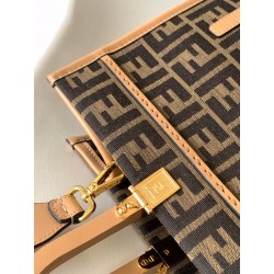 Fendi Sunshine Medium Tote Bag in Brown FF Jacquard Fabric 634