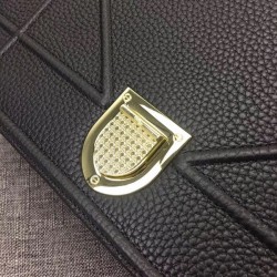 Dior Diorama Flap Bag In Noir Grained Calfskin 910