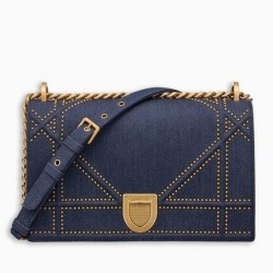 Dior Diorama Flap Bag In Denim And Studded 918