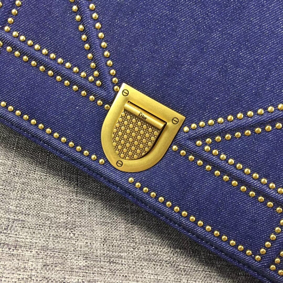 Dior Diorama Flap Bag In Denim And Studded 918