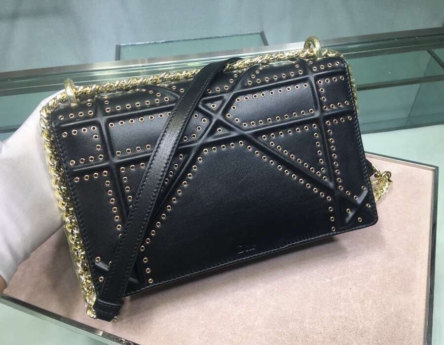 Dior Diorama Bag In Black Eyelets Lambskin 593