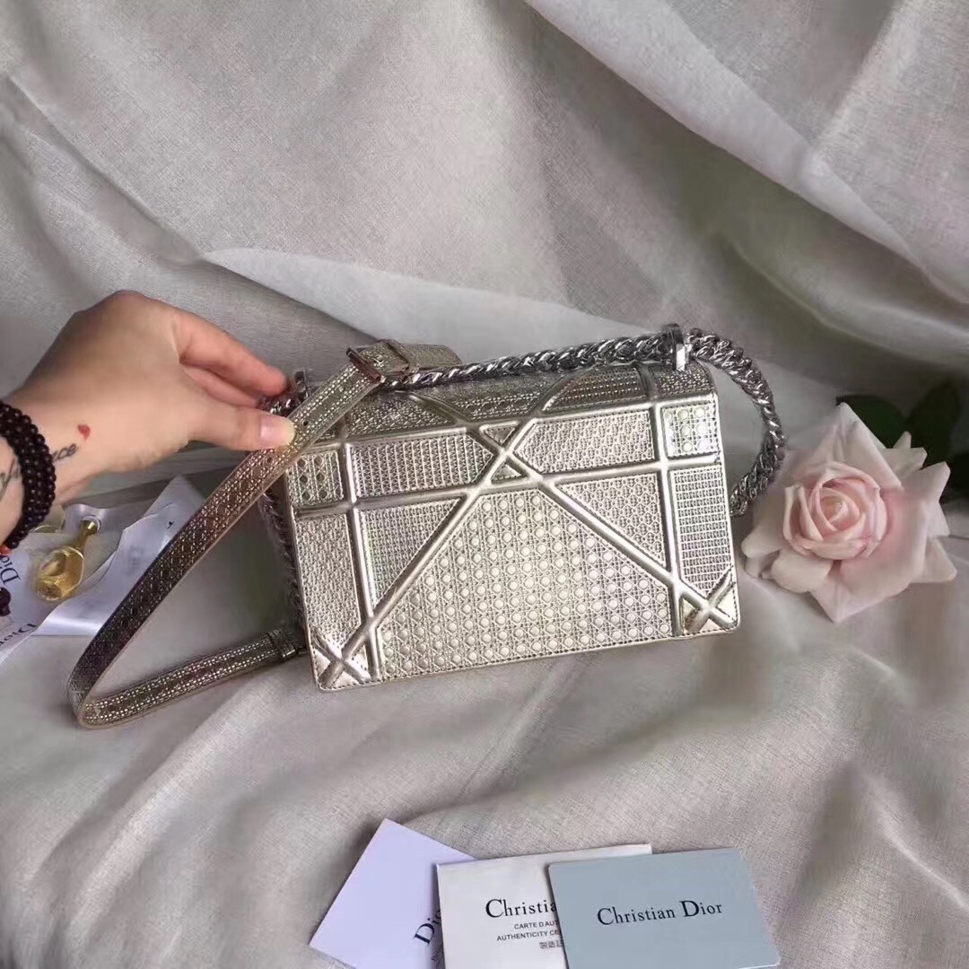 Dior Diorama Bag In Champagne Metallic Calfskin 720