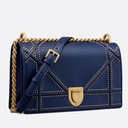 Dior Diorama Bag In Blue Studded Lambskin 461