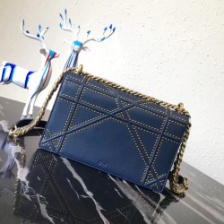 Dior Diorama Bag In Blue Studded Lambskin 461