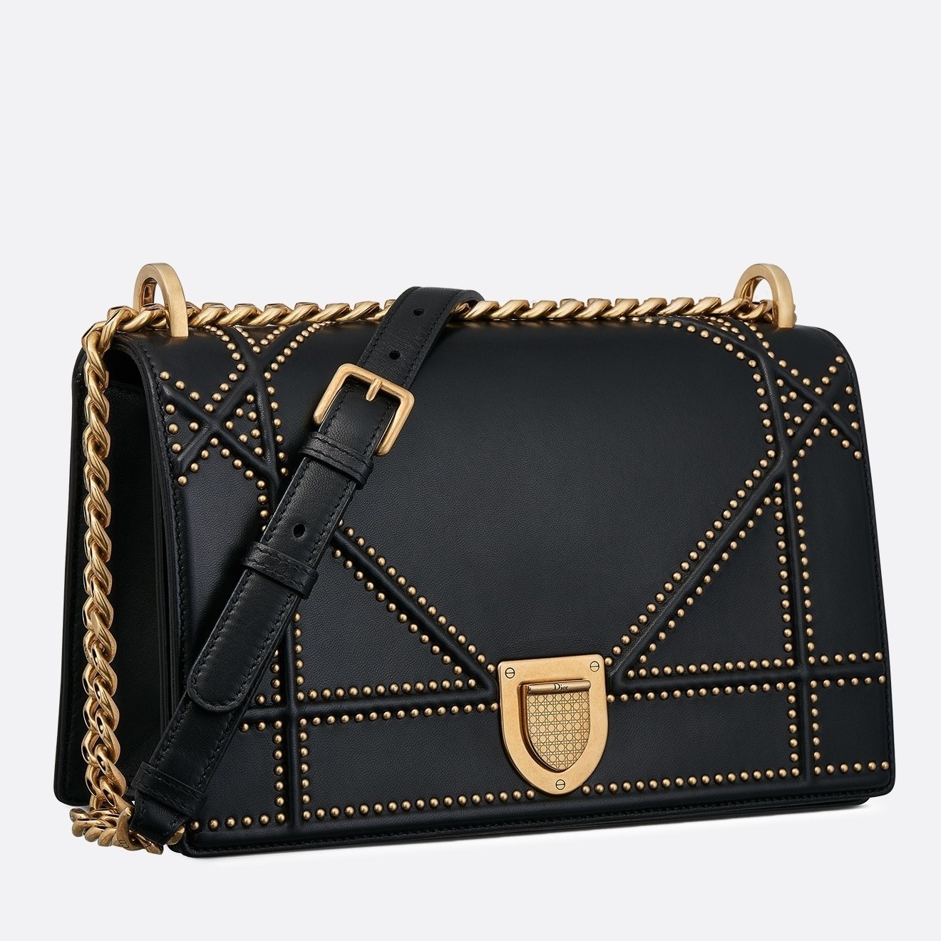 Dior Diorama Bag In Black Studded Lambskin 493