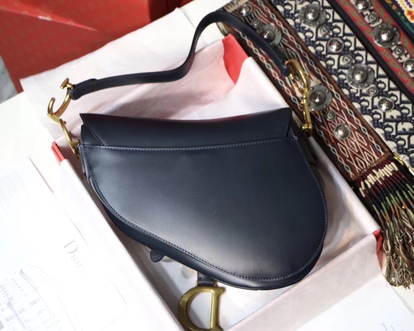 Dior Saddle Bag In Navy Blue Calfskin 685