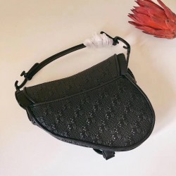 Dior Saddle Bag In Black Braided Leather Strips With Fringe 943