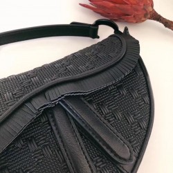 Dior Saddle Bag In Black Braided Leather Strips With Fringe 943