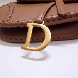 Dior Saddle Bag In Brown Calfskin With Threaded Edges 926