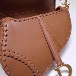 Dior Saddle Bag In Brown Calfskin With Threaded Edges 926