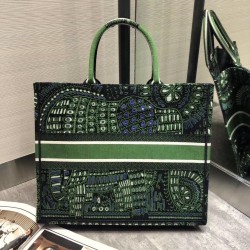 Dior Book Tote Dior Bag In Green Animals Embroidered Canvas  785