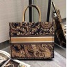 Dior Book Tote Bag In Orange Animals Embroidered Canvas 825